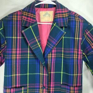 Big Girls Coat Blazer Peacoat Sz XL 16 Plaid Spring Easter